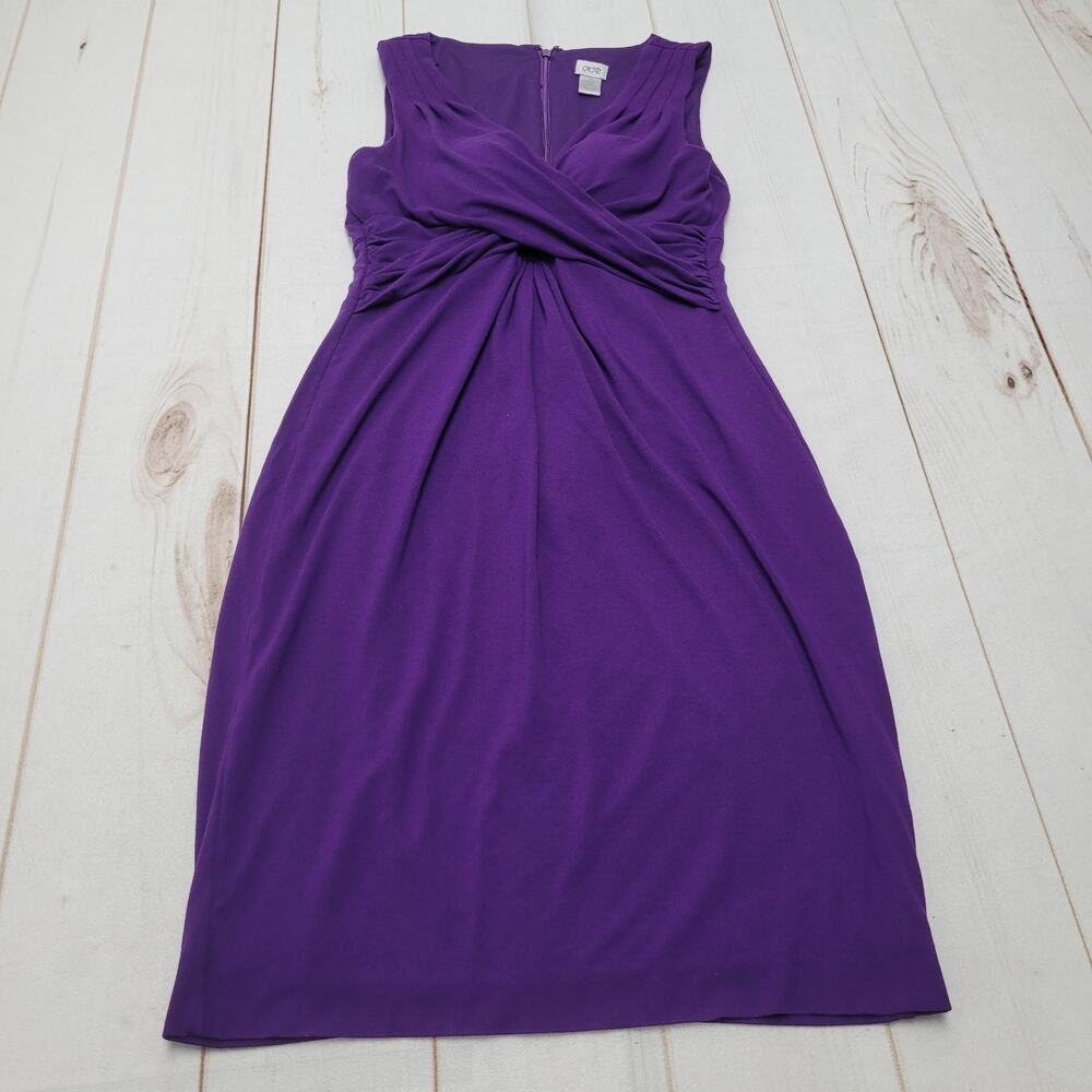 Cache purple empire waist cross front padded sheath dress cocktail 10 stretch